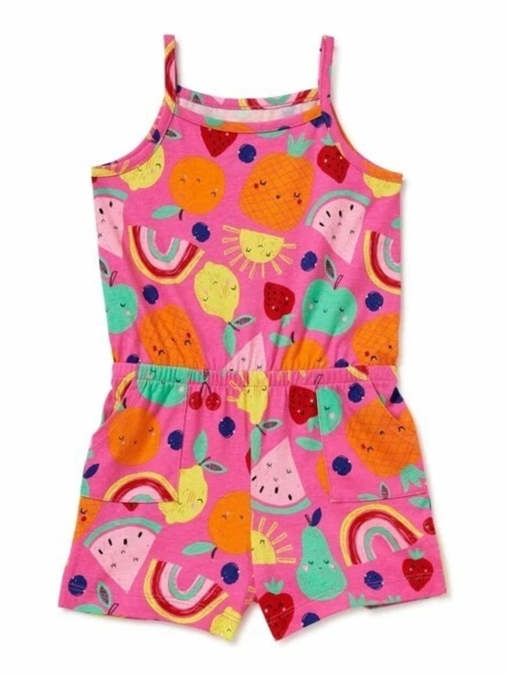 wonder nation Pink Fruit & Rainbow Print Romper 5T
